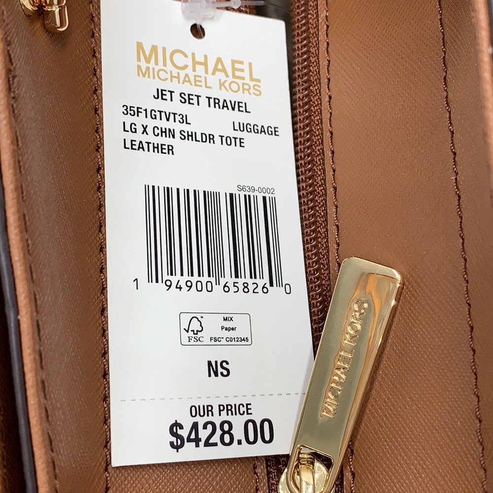 MICHAEL KORS LARGE X CHAIN SHOULDER TOTE LUGGAGE - Picture 16 of 16